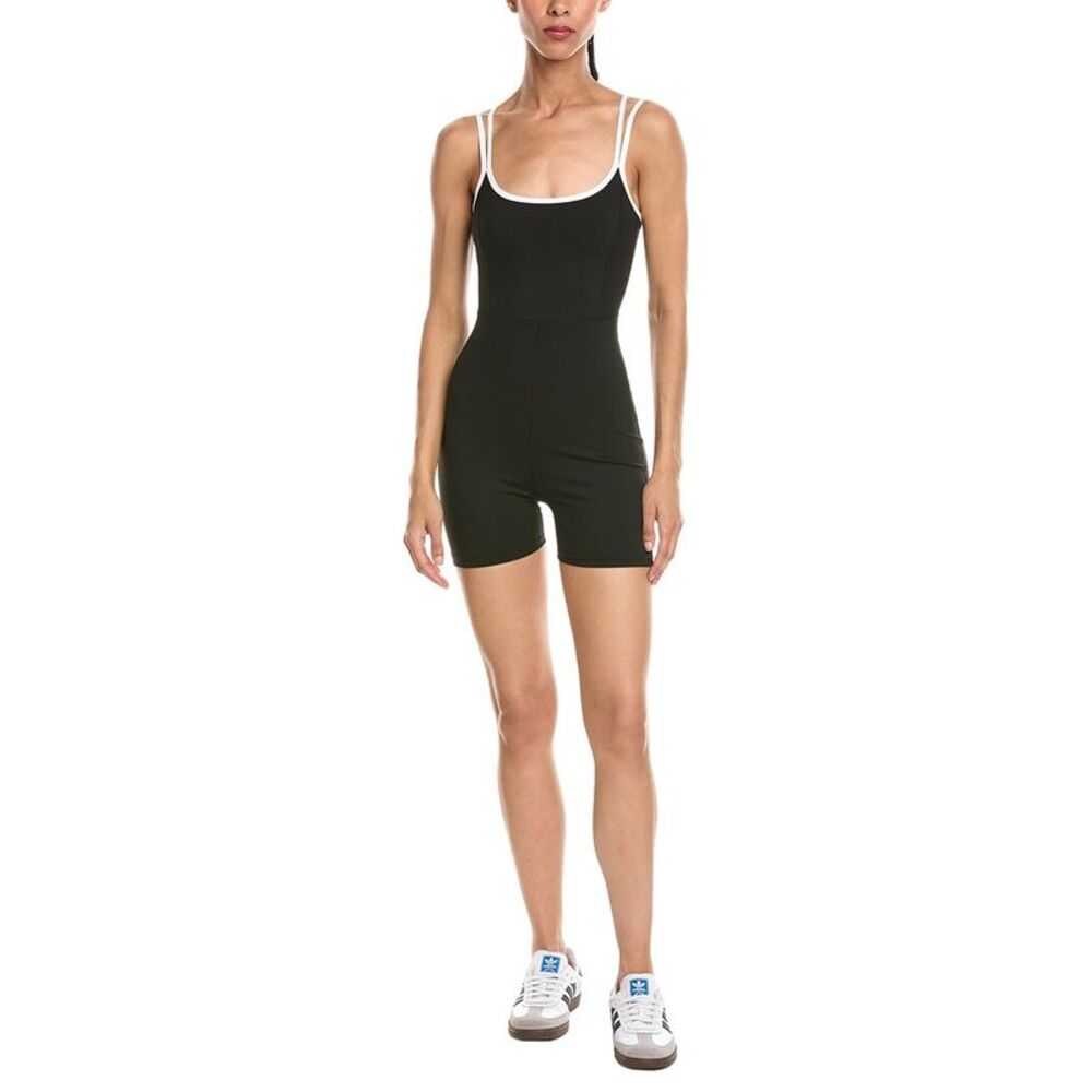 Marion Womens  3.5In Double Straps Spaghetti Activewear Romper, Black
